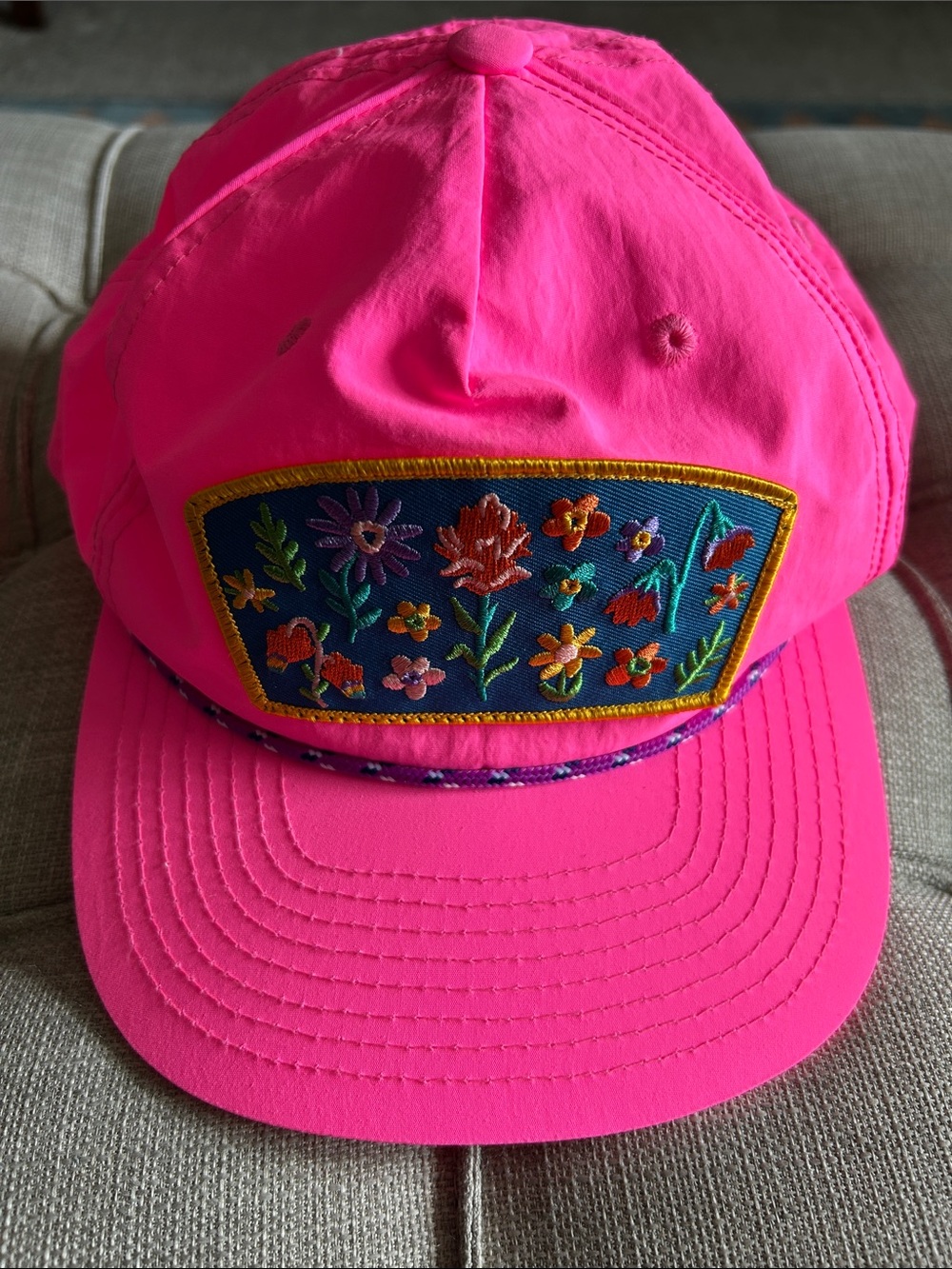 Hot Pink Floral Patch Baseball Cap